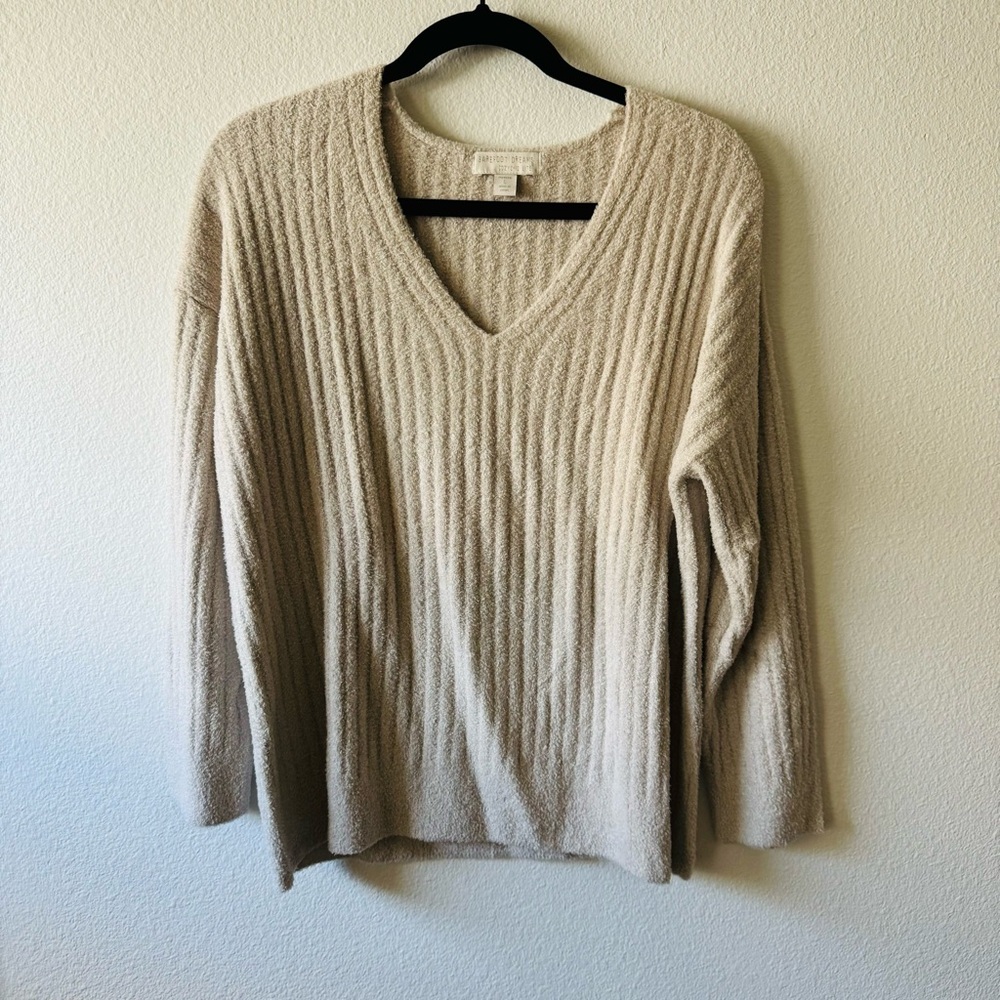Barefoot Dreams Cream V-Neck Sweater